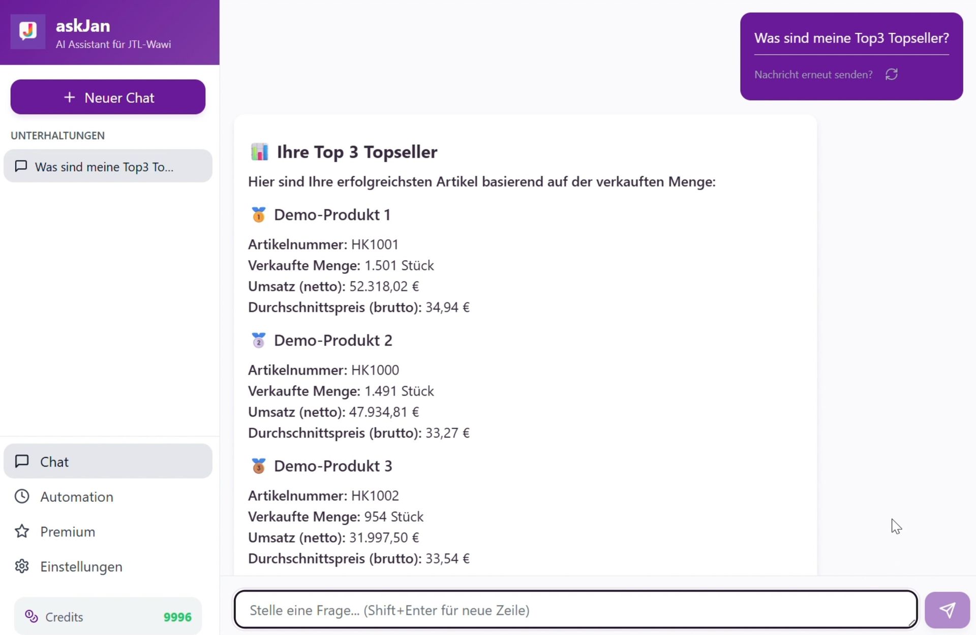 Verkaufsanalyse Demo